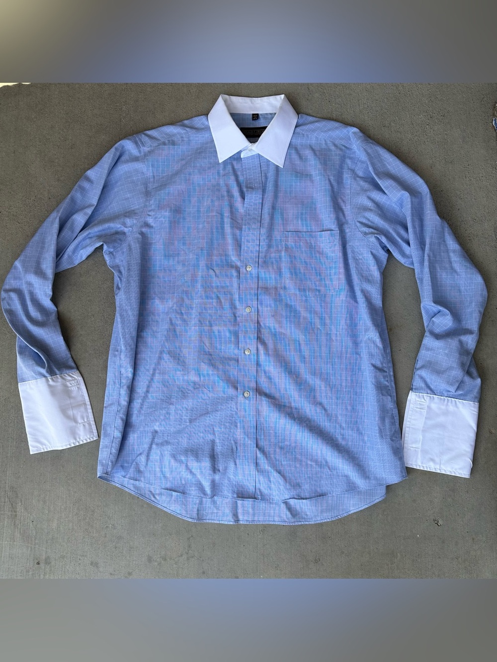 Donald J. Trump Signature Collection Non-Iron Dress Shirt 17 34/35 Blue Check